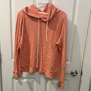 J. Crew Orange and White Striped hooded long sleeve